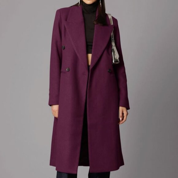Avec Les Filles Jackets & Blazers - Avec Les Filles Tailored Double-Breasted Coat in Aubergine NWOT